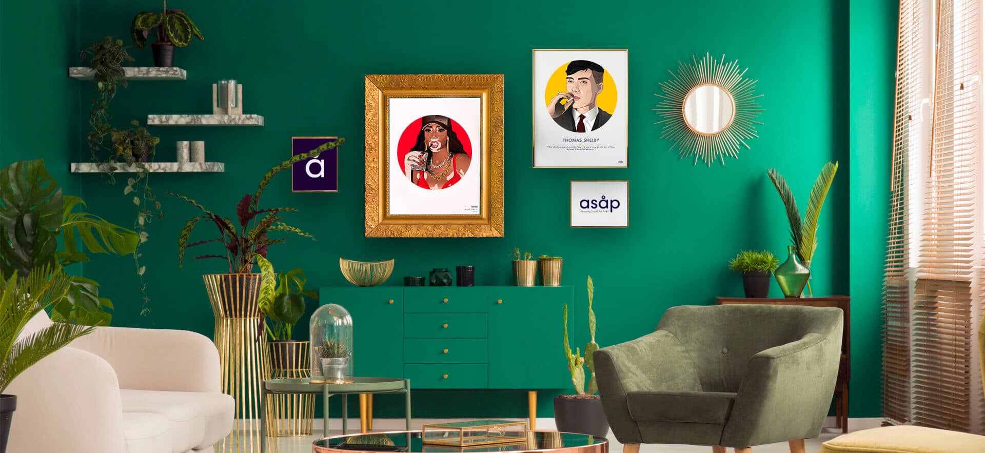 Living room decoration portraits illustration asap